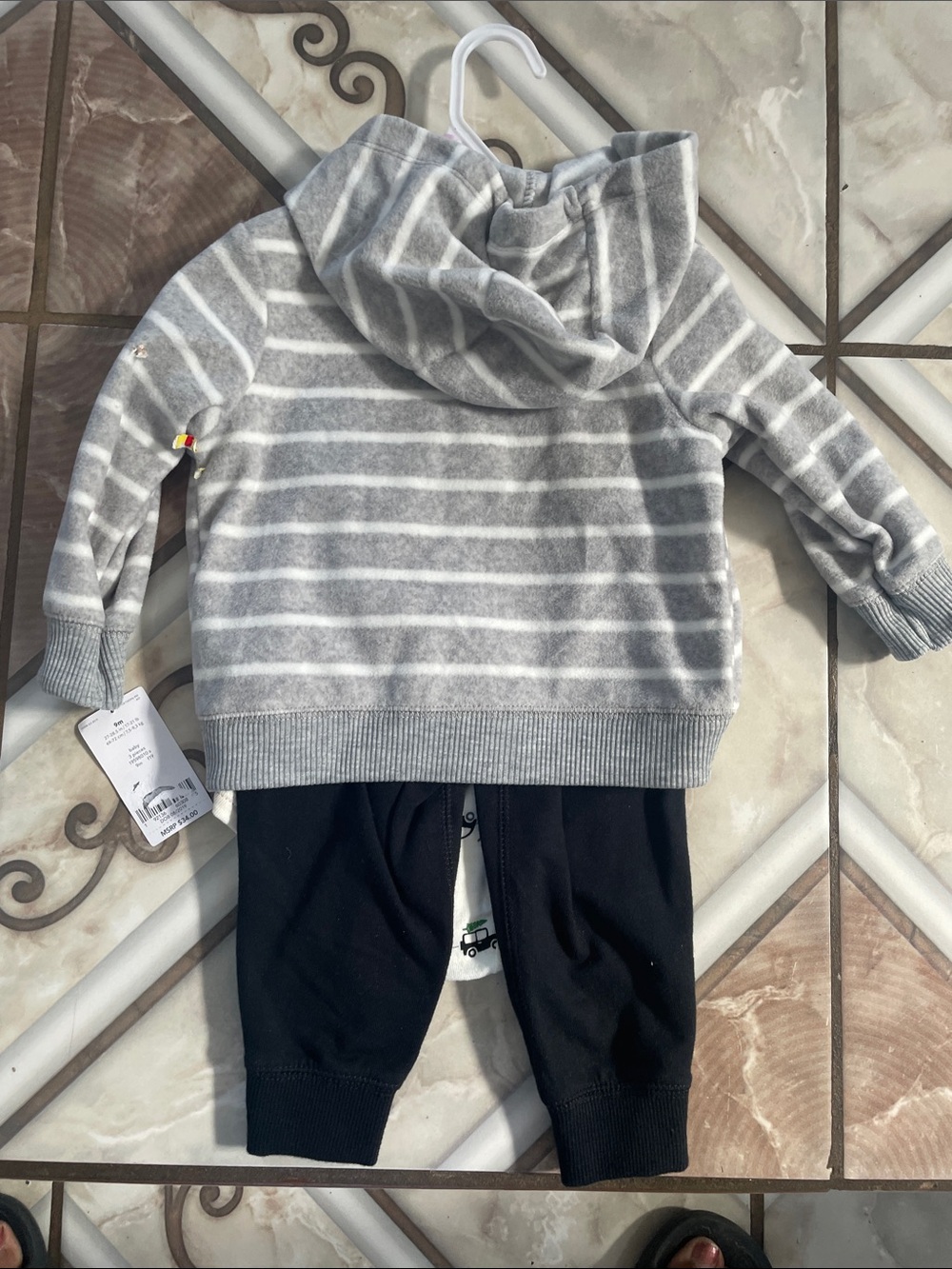 Carter's Gray and White Striped Zip Hoodie Set - Picture 5 of 5